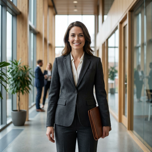 Candidata confiante pronta para entrevista de emprego - Sucesso Profissional